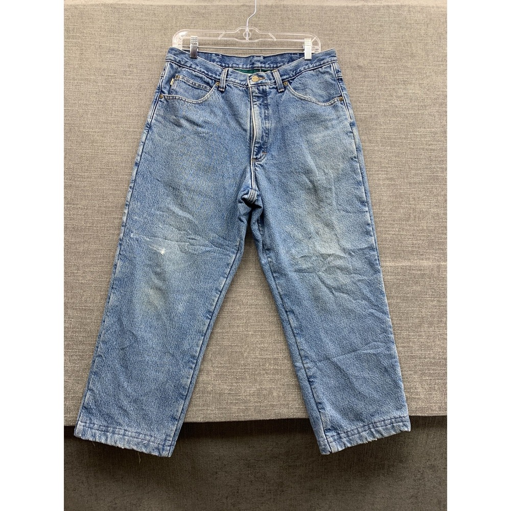 L.L. Bean Double L Straight Jeans Mens 34X29 Blue Denim Cotton Fleece Lined Y2k